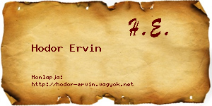 Hodor Ervin névjegykártya